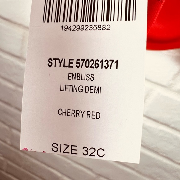 NWT Soma Enbliss Lifting Push Up Padded Underwire Demi Bra 32C Cherry Red #0024 - Picture 9 of 12